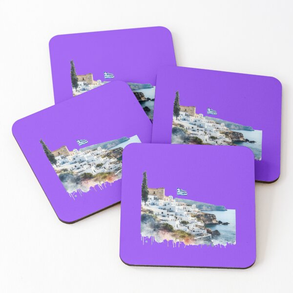 Item preview,  Athens Greece Minimalist Watercolor Cityscape Sticker with Greek Flag ,  designed and sold by PaintMeWorld.