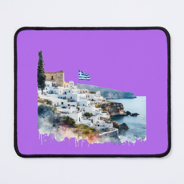 Item preview, Athens Greece Minimalist Watercolor Cityscape Sticker with Greek Flag , designed and sold by PaintMeWorld.