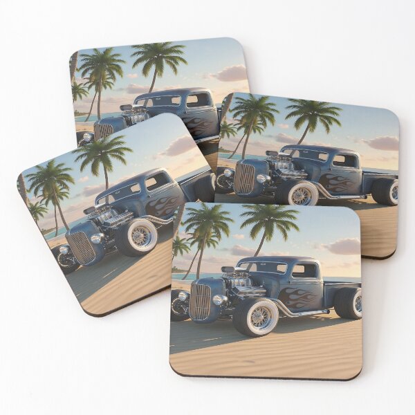 Item preview, Blue Hot Rod Truck on a Sunny Beach designed and sold by Friends Custom Creations.