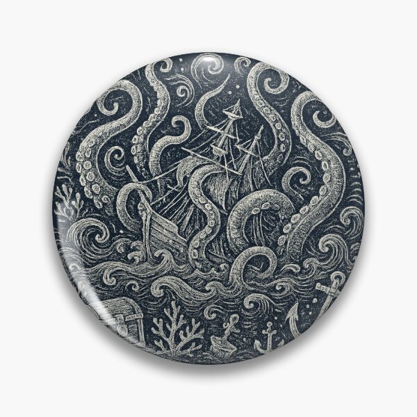 Item preview, Kraken Sinking Ship Treasure Pirate Doodle designed and sold by EdvvinStudios.