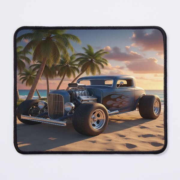 Item preview, Blue Hot Rod on a Beach at Sunset designed and sold by Friends Custom Creations.