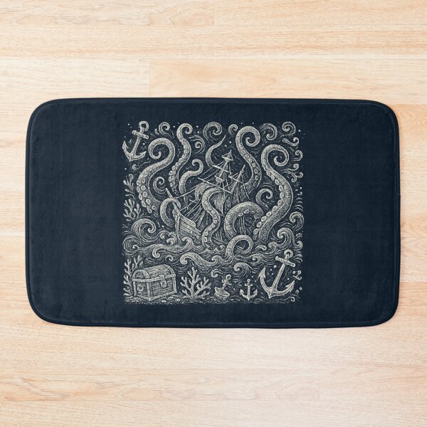 Item preview, Kraken Sinking Ship Treasure Pirate Doodle designed and sold by EdvvinStudios.