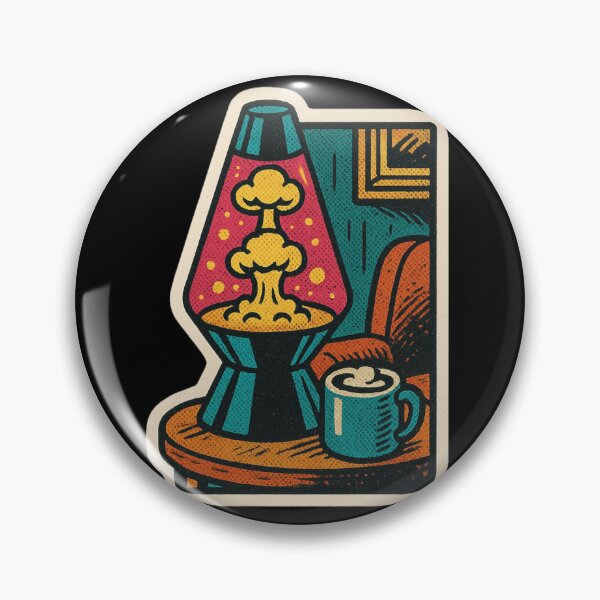 Item preview, Retro Lava Lamp Sticker – Vintage Comic Cozy Apocalypse Design with Atomic Explosion Glow and Coffee designed and sold by JacobKAurumhead.