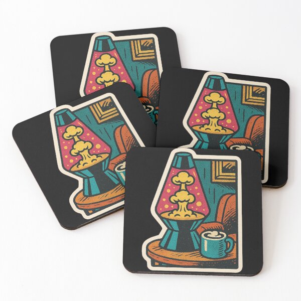 Item preview, Retro Lava Lamp Sticker – Vintage Comic Cozy Apocalypse Design with Atomic Explosion Glow and Coffee designed and sold by JacobKAurumhead.
