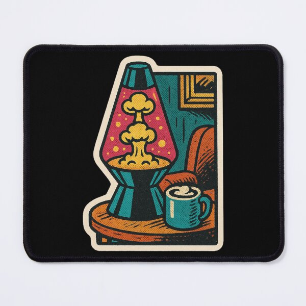 Item preview, Retro Lava Lamp Sticker – Vintage Comic Cozy Apocalypse Design with Atomic Explosion Glow and Coffee designed and sold by JacobKAurumhead.