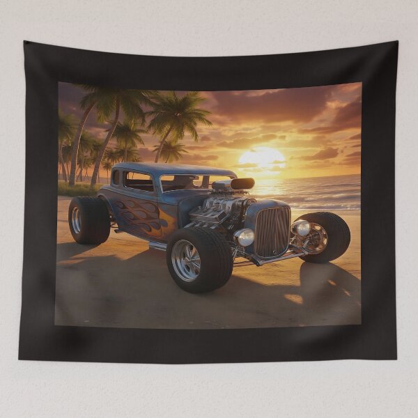 Item preview, Sunset Hot Rod on a Sunny Beach designed and sold by Friends Custom Creations.