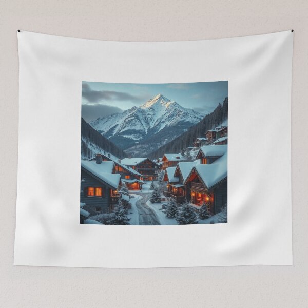 Item preview, Mountain Glow: Snowy Village Escape designed and sold by NaomiRut.