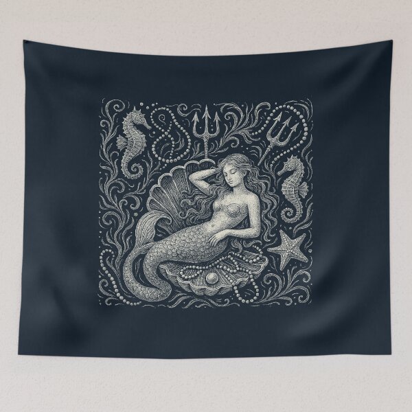Item preview, Mermaid Relaxing Ocean Shell Seahorse Tridents designed and sold by EdvvinStudios.