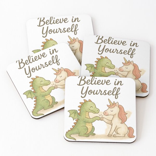 Item preview, Believe in Yourself – Cute Dragon and Unicorn Fist Bump designed and sold by MforMontessori.