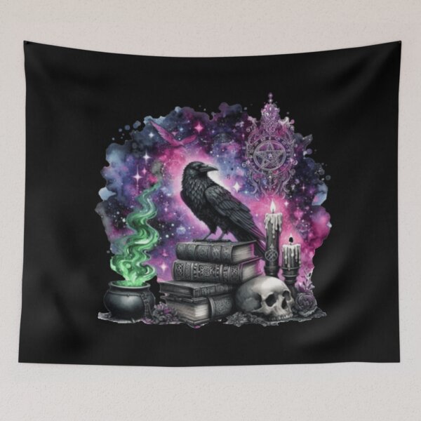 Item preview, Watercolor Gothic Witch Raven designed and sold by szydelkowanika.