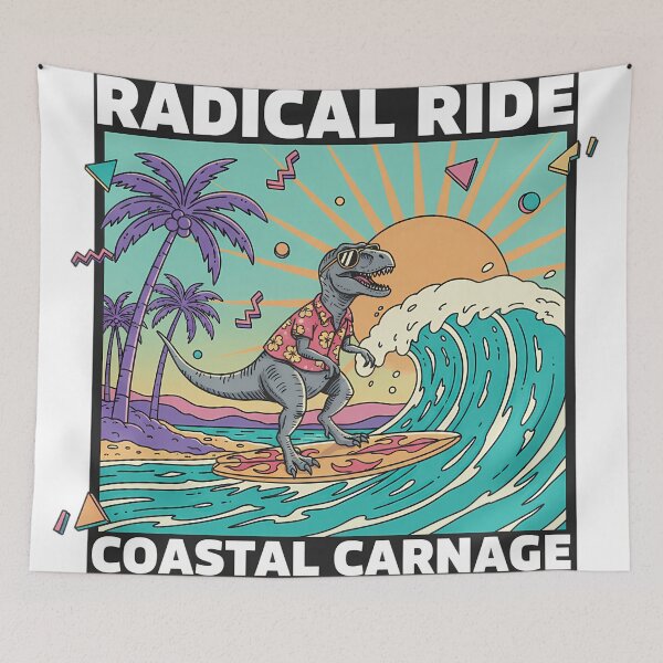Item preview, Radical T-Rex Surfer Retro 90s Art designed and sold by Drip stamp.
