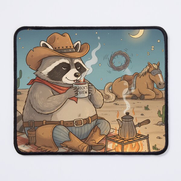 Item preview, Raccoon Cowboy Campfire Coffee Art designed and sold by Drip stamp.