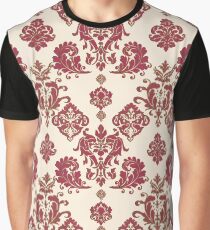 Red and Gold Vintage Damask Graphic T-Shirt
