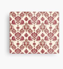 Red and Gold Vintage Damask Metal Print