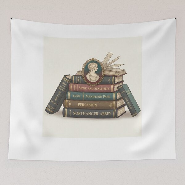 Item preview, Jane Austen Book Stack & Cameo Portrait - Literary Classics designed and sold by Boski22.