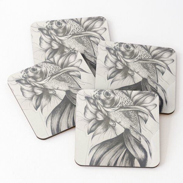 Item preview, Black & White Goldfish With Foliage designed and sold by artzbyliv.