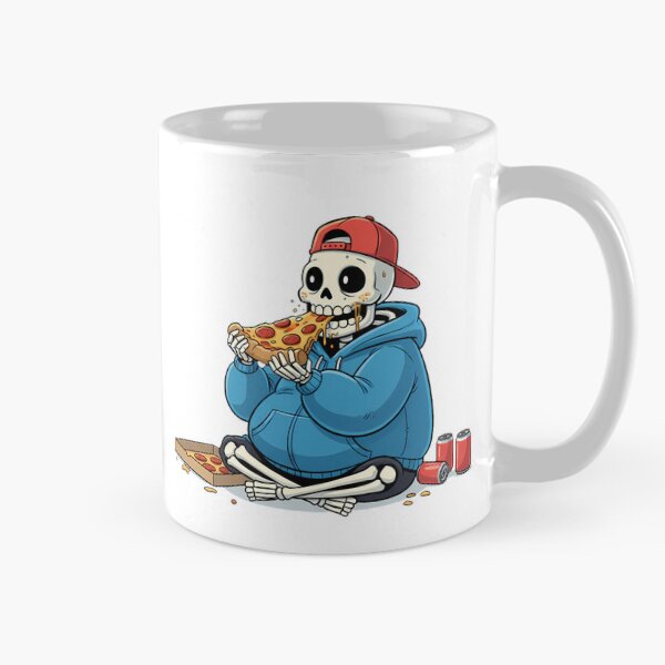 Item preview, Funny Skeleton Eating Pizza – Cool Cartoon Food Design designed and sold by hn79.