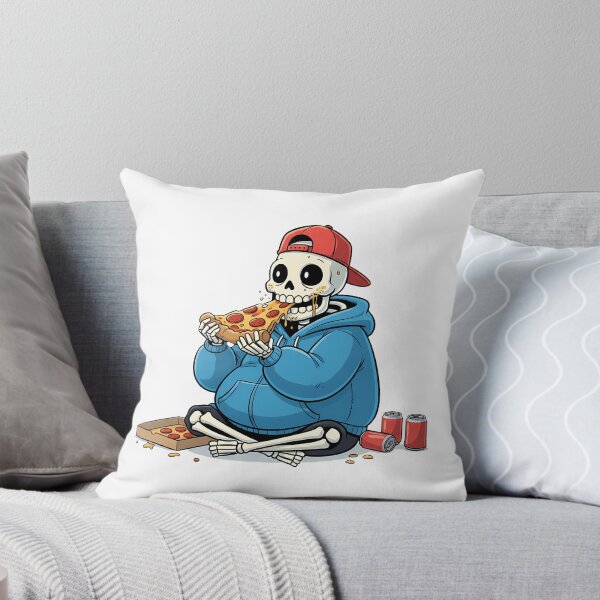 Item preview, Funny Skeleton Eating Pizza – Cool Cartoon Food Design designed and sold by hn79.
