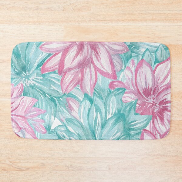 Item preview, Pink and Teal Watercolor Floral Pattern designed and sold by SassyArtistry.