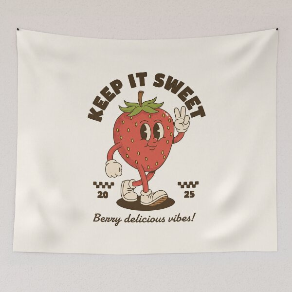 Item preview, Keep It Sweet Strawberry Retro Cartoon Mascot - Berry Delicious Vibes designed and sold by HoopeStylee.