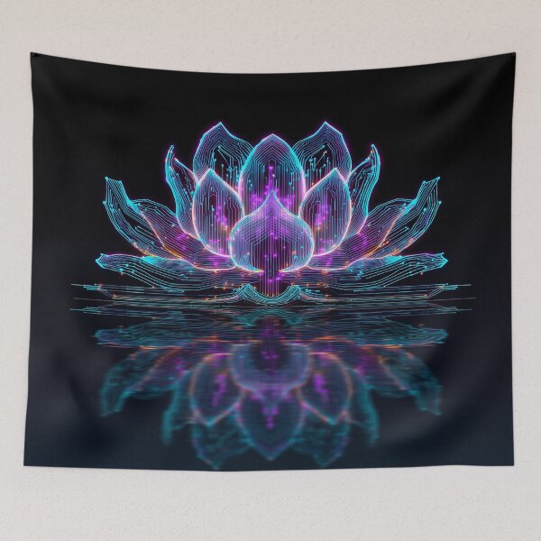 Item preview, Neon Cyber Lotus — Circuit-Bloom Reflection designed and sold by ArgentoArt.
