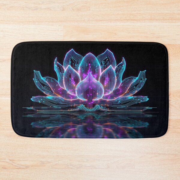 Item preview, Neon Cyber Lotus — Circuit-Bloom Reflection designed and sold by ArgentoArt.