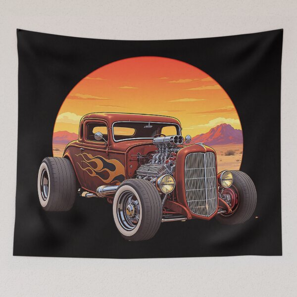 Item preview, Hot Rod with Flames and a Desert Sunset designed and sold by Friends Custom Creations.