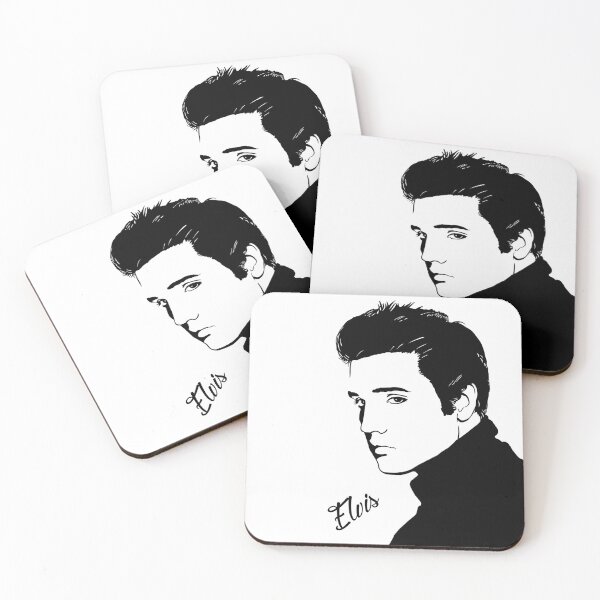 Item preview, Elvis Presley – King of Rock’n’Roll Icon | Black & White Vintage Illustration designed and sold by Atropa Parcae.