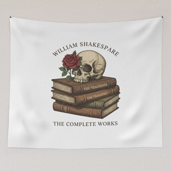 Item preview, Shakespearean Skull & Rose Book Stack - Literary Tragedy designed and sold by Boski22.