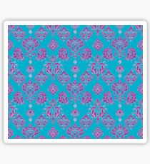 Vinatage Pink and Dark Blue Damask Pattern Sticker