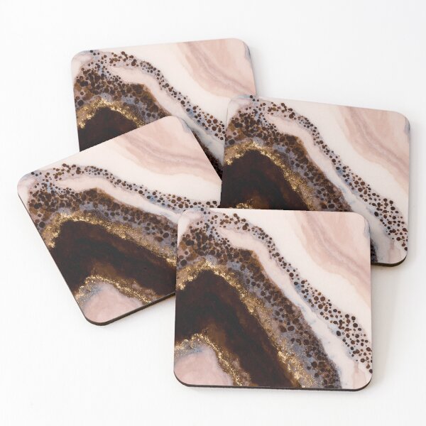 Item preview, Rose Quartz Geode - Blush and Espresso Agate Bands with Golden Speckles designed and sold by trajeado14.