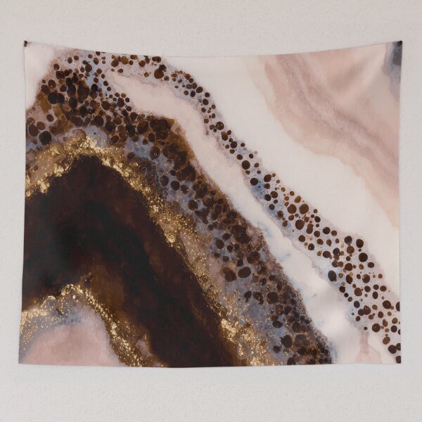Item preview, Rose Quartz Geode - Blush and Espresso Agate Bands with Golden Speckles designed and sold by trajeado14.