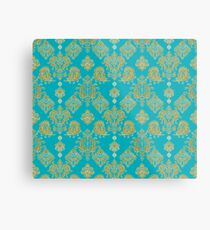 Gold and Blue Vintage Pattern Metal Print