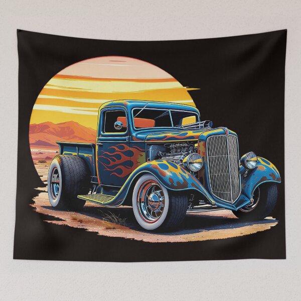Item preview, Hot Rod with Flames and a Desert Sunset  designed and sold by Friends Custom Creations.