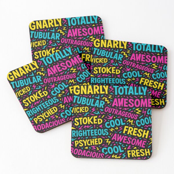 Item preview, Totally Gnarly 80s Slang Neon All-Over Print designed and sold by getpressedshirt.