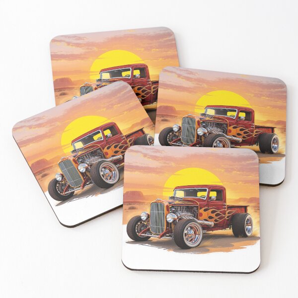 Item preview, Red Hot Rod Truck with Desert Sunset designed and sold by Friends Custom Creations.