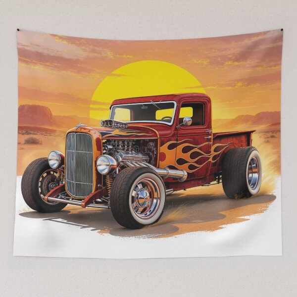 Item preview, Red Hot Rod Truck with Desert Sunset designed and sold by Friends Custom Creations.