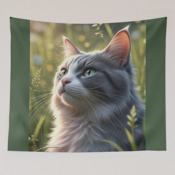 Item preview, Gray Kitty in the Meadow designed and sold by My Beautiful Healing Art.