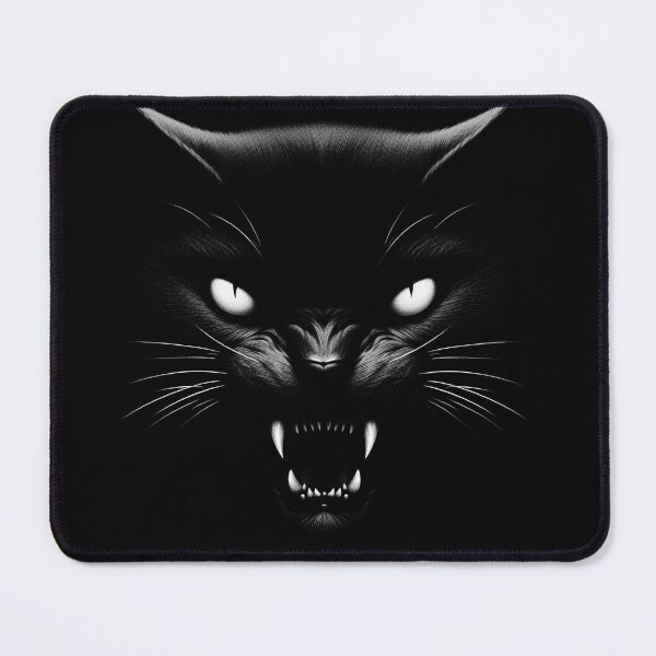 Item preview, Black Cat Growling – Dark Feline Illustration designed and sold by foxinkdesign.