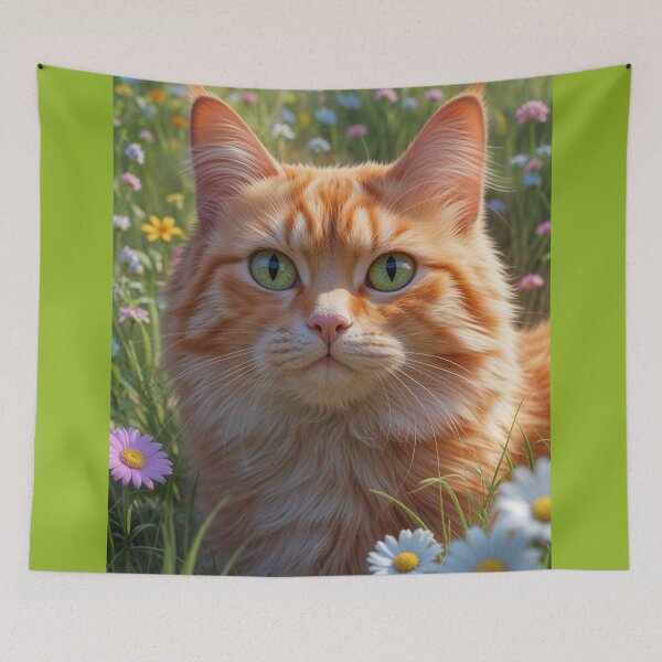 Item preview, Orange Flower Kitty designed and sold by My Beautiful Healing Art.