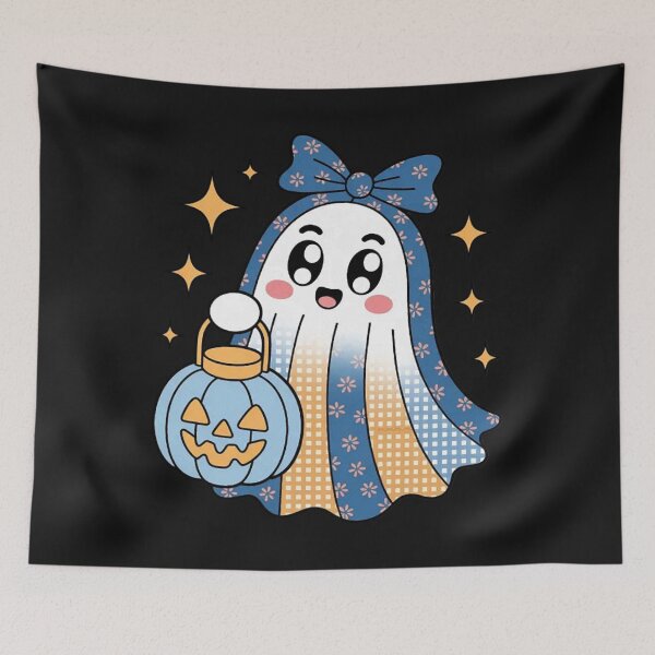 Item preview, Halloween Blue Denim Ghost Floral Patchwork Boo Ghost  designed and sold by Vastingan.