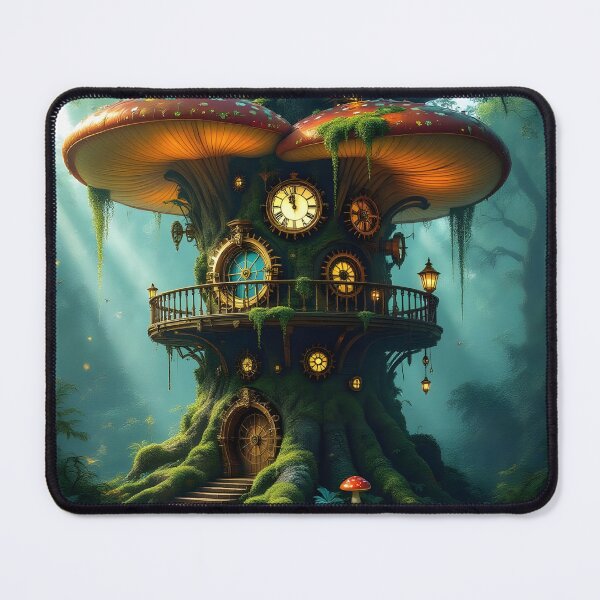 Item preview, A Colossal, Ancient Treehouse Nestled Within A Bioluminescent Mushroom Forest designed and sold by Wiss2Arts.