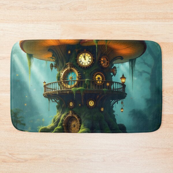 Item preview, A Colossal, Ancient Treehouse Nestled Within A Bioluminescent Mushroom Forest designed and sold by Wiss2Arts.