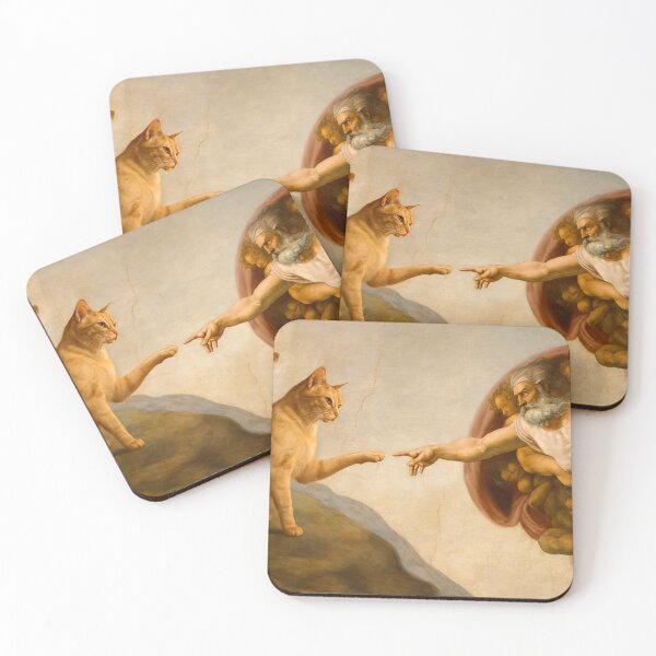 Item preview, Creation of Cat – Funny Michelangelo Parody Art Design designed and sold by CleanQuotes.