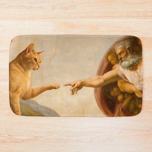Item preview, Creation of Cat – Funny Michelangelo Parody Art Design designed and sold by CleanQuotes.
