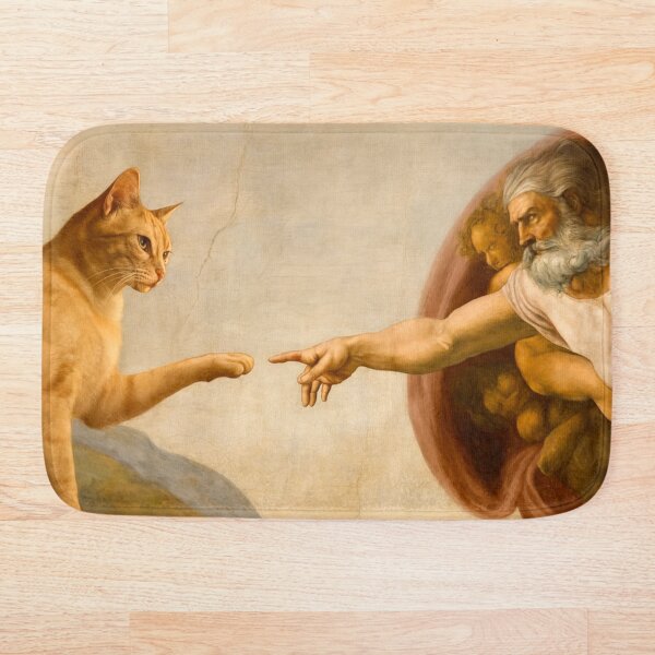 Item preview, Creation of Cat – Funny Michelangelo Parody Art Design designed and sold by CleanQuotes.
