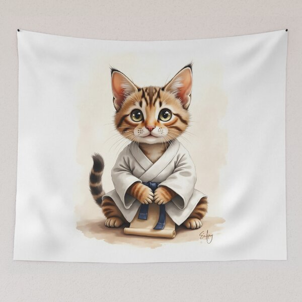 Item preview, Karate Kitten Scroll – Cartoon Tabby designed and sold by nhk999.