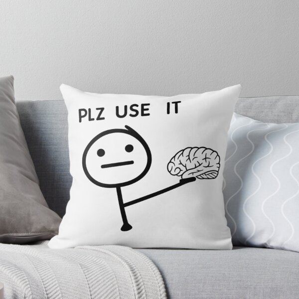 Item preview, Plz Use It – Funny Brain Meme Stick Figure designed and sold by CleanQuotes.
