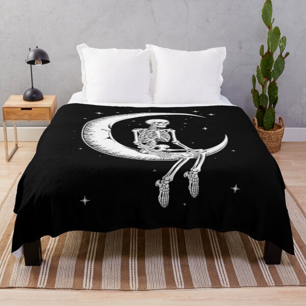 Item preview, Skeleton Sitting On Moon Halloween Spooky Bones Goth Gothic designed and sold by August4Laughs25.