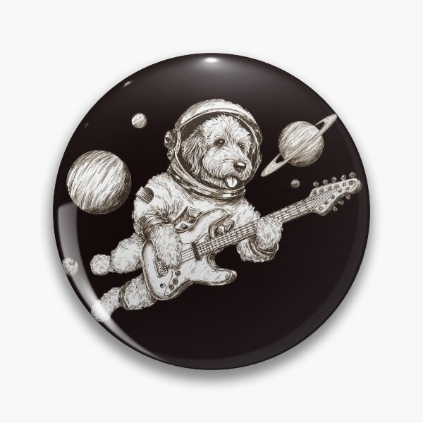 Item preview, Goldendoodle in space playing guitar designed and sold by HEXANDGLOSS.